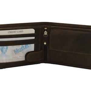 Men's Genuine Leather Slim Bifold <b>Wallet</b> Minimalist Open Closure Dark Brown Daily Use Polyester Lining <b>RFID</b> Blocking - Product Image 2