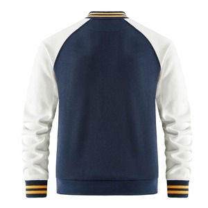 เสื้อแจ็คเก็ตวาร์ซิตี้สีกรมท่าขาวสำหรับผู้ชาย สไตล์ไฮสตรีท แบบเบสบอล แต่งขอบสีเหลือง ทรงปกติ ใส่ได้ในฤดูหนาว แห้งเร็วและระบายอากาศได้ดี - Product Image 2