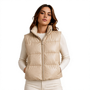 Chaleco acolchado de streetwear personalizado para mujer, sin mangas, con cremallera, estilo burbuja - Product Image 1