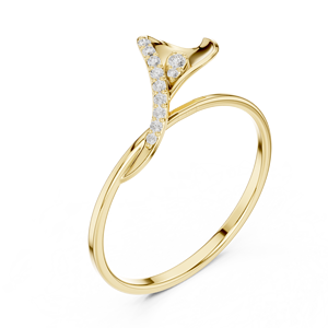 Anillo de Flor Minimalista en Oro Amarillo Sólido de 14k con Diamantes Cultivados en Laboratorio de Corte Redondo, Anillo de Boda Clásico, Regalo para Ella - Product Image 4