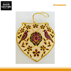 Ornements festifs suspendus en forme d'urne brodés à la main avec des oiseaux et des fleurs roses pour la décoration de la maison à bas prix - Product Image 5