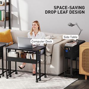 Durable <b>Folding</b> Computer <b>Desk</b> for Small Spaces Black Laptop Table Shelf Wheels Foldable Includes Storage Bag for Home Office Use - Product Image 4