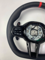 Volant de direction de voiture LCI personnalisé en fibre de carbone et cuir pour modèles à 4 branches et poignée de 50 mm
