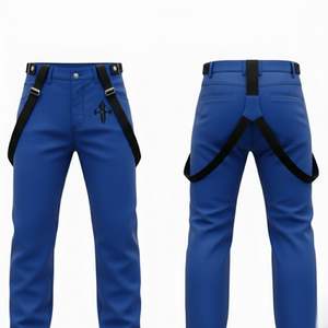 Pantalon de ski pour homme de haute qualité, 100% polyester, teinture unie, imperméable 10 000 mm, isolation en polaire, fermeture à boucle auto-agrippante, personnalisable - Product Image 4