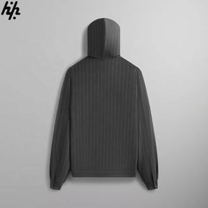 Mens Striped Pinstripe <b>Hoodie</b> Jacket Casual Streetwear Zipper Closure Embroidered Logo Soft Comfortable Fabric Contemporary - Product Image 2