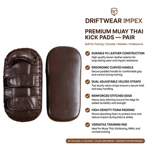 Cible de frappe Muay Thai personnalisée - Cible d'entraînement en cuir PU marron - Cible de frappe robuste pour l'entraînement de MMA et de boxe avec absorption des chocs - Product Image 4