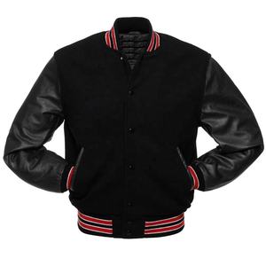 Chaqueta de béisbol bordada personalizada para hombre con mangas de cuero de invierno estilo Letterman Varsity con logotipo personalizado - Product Image 5