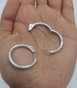 14Kt <b>Solid</b> <b>Gold</b> 1.52 Ct Lab Grown Diamond Hoop & <b>Huggie</b> Earrings Elegant Jewelry Women Party Gift - Product Image 5