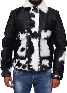 Chaqueta de Cuero Personalizada para Mujer, Chaqueta de Cuero Vacuno con Pelo Natural, Chaqueta de Piel de Vaca - Product Image 4
