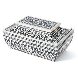 Artisan Handmade Wooden Bone Inlay Jewelry <b>Box</b> <b>Storage</b> Organizer with Unique <b>Floral</b> Mosaic Design for Gift Use - Product Image 2