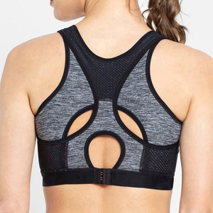 Women's High Support Sports <b>Bra</b> for Gym Yoga-Anti-Bacterial Spandex/Nylon Plaid Pattern <b>Removable</b> <b>Pads</b> Front Logo Made Pakistan - Product Image 5