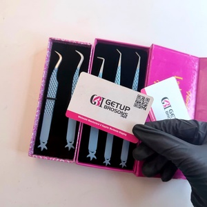 แหนบต่อขนตา 90 องศา/โค้งใหม่/45 องศา  สแตนเลสสตีล เรียบเนียน แม่นยำ  เคลือบสีน้ำเงิน  ลายดาวสีเงิน - Product Image 1