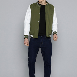 Wholesale Top Quality Varsity <b>Jacket</b> Men Custom Embroidery <b>Leather</b> Sleeves Custom Design Baseball Letterman Varsity <b>Jacket</b> - Product Image 1