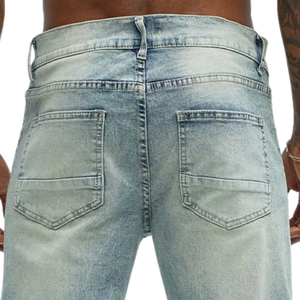 <b>Mens</b> Light Blue Distressed Denim <b>Jeans</b> Regular Fit <b>Ripped</b> Five Pocket Casual Pants Vintage Washed Streetwear Fashion Trousers - Product Image 4