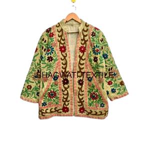 Veste courte en coton pour femmes de haute qualité brodée à la main Suzani Design bord brut durable respirant-Meilleur prix - Product Image 1
