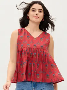 Top Svasato con Scollo a V <span class=keywords><strong>in</strong></span> Cotone Stampato di Alta Qualità per Donna, Look Elegante per Feste Casual e Uso Quotidiano a Prezzo Export - Product Image 4