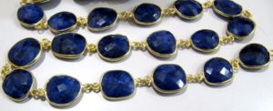 Cadena Conectora de Zafiro Azul de 1 Pie - Cadena con Bisel de Gema de Forma Irregular de 12x15mm - Product Image 2