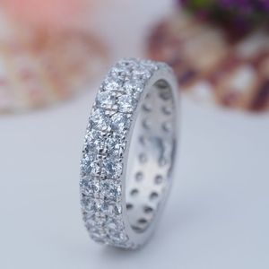 Anillo de Plata S925 con Moissanita de 3mm, Banda Cerrada Estilo Eternidad Completa, Joyería Europea Americana en Stock para Mujer - Product Image 3