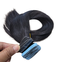 Extensiones de Cabello Humano Natural Virgen Remy de Indonesia, con Cinta Adhesiva, Liso, Negro, de Primera Calidad, Sin Enredos, 100g, Disponible en Todos los Colores