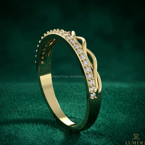 แหวนทอง 14K ประดับเพชรแล็บโกรว์ทรงกลมเจียระไนแบบบริลเลียนท์ ดีไซน์ลายคลื่น สำหรับผู้หญิง หรูหรา สามารถสวมซ้อนกันได้ รับรองโดย IGI เหมาะสำหรับเป็นเครื่องประดับงานแต่งงาน - Product Image 3