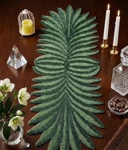 Luxury Rectangular Beaded Eco-Friendly Table <b>Runner</b> Fabric Mats Glam Handmade Gold Silver Wave Design - Product Image 3