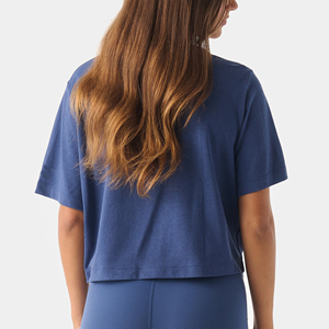 Camisetas cortas de algodón personalizadas, extragrandes, lisas, holgadas, con hombros caídos, estilo deportivo, para mujer. - Product Image 2