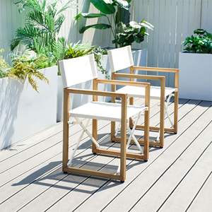 Juego de 2 Sillas Plegables de Aluminio con Acabado Imitación Madera para Muebles de Patio - Product Image 5