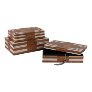 Handcrafted Wooden Inlay <b>Box</b> Set Of 3 Storage <b>Box</b> Perfect For Storing Photos Letters And Cherished <b>Memories</b> From India - Product Image 1