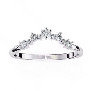 Lab Grown Diamond Tiara <b>Stacking</b> <b>Ring</b> 10K 14K 18K Gold Chevron Crown Design Curved Engagement Wedding Band IGI Certified Women - Product Image 3