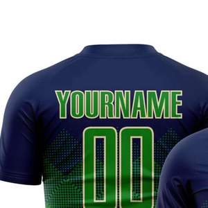 เสื้อฟุตบอลสีน้ำเงินเขียวแบบซับลิเมชั่นสั่งทำพิเศษ คอกลม แขนสั้น โพลีเอสเตอร์ 100% ระบายเหงื่อได้ดี สำหรับผู้ใหญ่ทุกเพศ ทุกฤดูกาล - Product Image 5