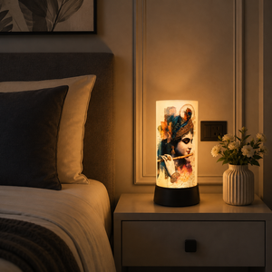 Lord Krishna LED Table <b>Lamp</b> Peacock Feather Flute Spiritual Night Light Decorative Home Temple Bedroom Gift Acrylic <b>Lamp</b> 9.5 - Product Image 2