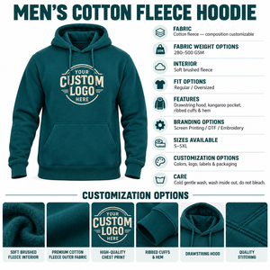 Sudadera con Capucha de Alta Calidad con Estampado Puff, Logotipo Personalizado, 500 GSM, 100% Algodón, Felpa Gruesa, Talla Grande, para Hombre - Product Image 6