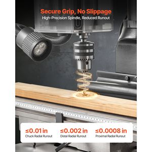 Trapano a Colonna da Banco da 15,875 Pollici, 2 HP, Velocità Regolabile 150-2560 RPM, Morsa Girevole, Laser, Trapano a Colonna Premium - Product Image 5