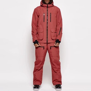 Custom One Piece Ski Jumpsuit Hooded Waterproof -<b>Tex</b> Breathable Fleece Insulation Zipper Closure Unisex - Product Image 3