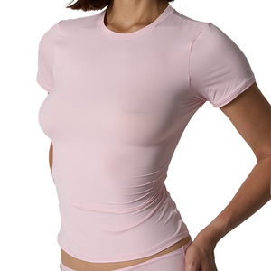 Camiseta Deportiva de Manga Larga para Mujer, Ajustada, Cuello Redondo, Elástica, de Algodón/Fibra de Bambú, Ecológica, Transpirable y de Secado Rápido - Product Image 1
