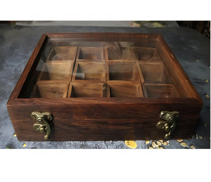 Boîte à épices en bois poli de qualité supérieure, écologique, 7 compartiments carrés pour le stockage des épices et herbes, étanche, compatible lave-vaisselle, faite à la main, tendance - Product Image 5