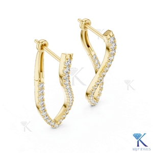 Boucles d'oreilles pendantes en diamant CVD cultivé en laboratoire, torsadées, pavées, avec fermoir Omega, en or massif 14 carats, bijoux fins pour femmes, pour mariage - Product Image 2
