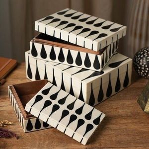 Modern Inlay Patterns Wooden and Resin Organizer Box Artisan Jewelry Decor with Unique Design - Product Image 4