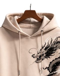 Sudadera con Capucha Personalizada para Hombre con Estampado de Dragón Beige, Felpa de Algodón, Estilo Casual, Fabricante Personalizado, Proveedor de Ropa al por Mayor - Product Image 4