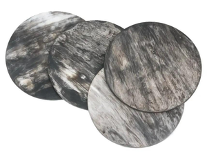 Posavasos de cuerno de búfalo Posavasos de piedra de forma cuadrada y redonda hechos a mano de posavasos de cuerno de búfalo pulido de artesanía creciente - Product Image 4