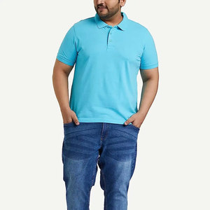 Polo homme en jersey de haute qualité, manches courtes, coupe classique, tissu Oxford en coton, style décontracté, bleu uni, teinture unie - Product Image 2