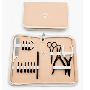 Kit d'outils écologiques pour extensions de cheveux en or rose, comprenant des pinces à 2 trous, des ciseaux, des pinces de sectionnement et des boucles élégantes en acier inoxydable - Product Image 2