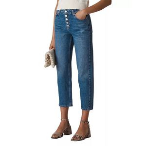 Jeans en denim déchirés et patchés pour femmes pakistanaises, coupe skinny, décontractés, respirants, de haute qualité, pantalons tendance pour femmes - Product Image 2