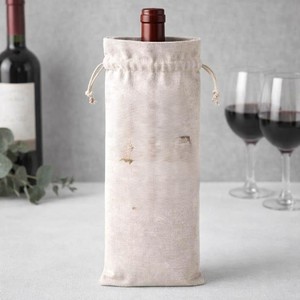 Eco Luxe Cotton <b>Canvas</b> Bottle Gift Tote Premium Reusable Wine Carrier Cotton <b>Drawstring</b> <b>Bag</b> Medium Size Gift Pouch Natural Color - Product Image 2