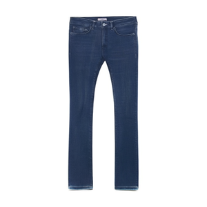Jean en denim décontracté automne/hiver, taille mi-haute, coupe droite, délavage pierre, avec logo imprimé, délavé clair, décorations patchwork, en coton, coupe ajustée - Product Image 3