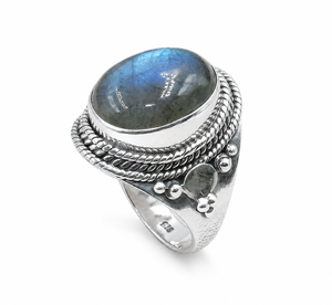 Anillo de Plata de Ley 925 con Labradorita Azul Fuego, Estilo Vintage, Hecho a Mano, con Piedra Preciosa, para Boda o Compromiso, Chapado en Oro Amarillo Rosa - Product Image 6