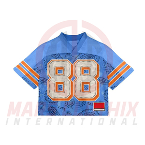 เสื้อเจอร์ซีย์อเมริกันฟุตบอลทรงบ็อกซี่ คอวี แบบครอป รุ่นใหม่ปี 2026 สไตล์สตรีทแวร์สุดเทรนด์ย้อนยุค - Product Image 3