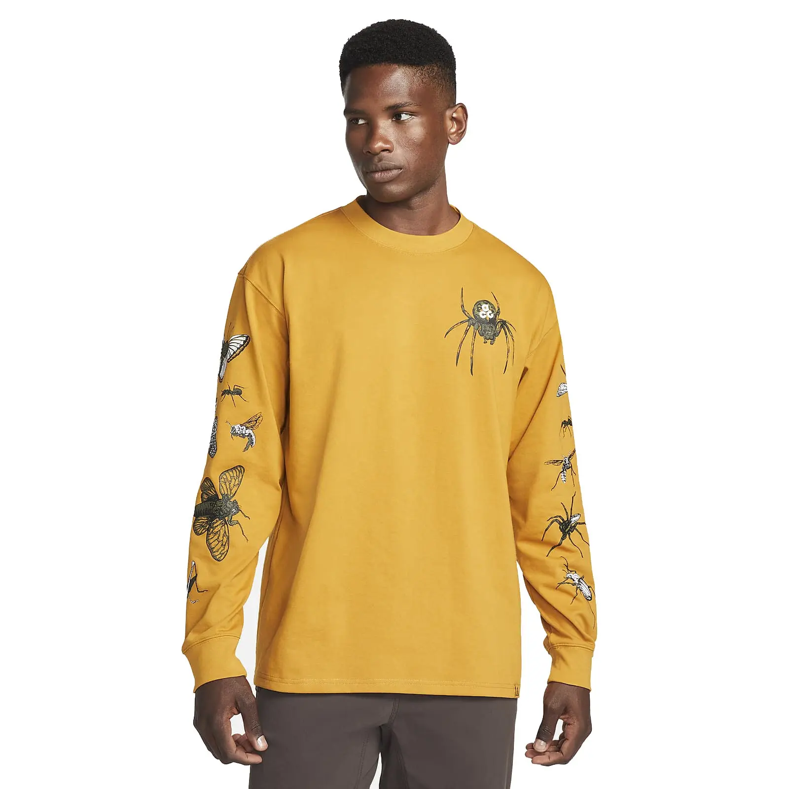 Full Sleeve Yellow Spider Logo On Arm Graphic T-Shirt 100% Screen Printing Logo Men Turtleneck OEM Hoodie
