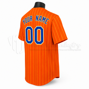 Camiseta de Béisbol Personalizada con Rayas Naranjas, Impresión por Sublimación Completa, 100% Poliéster, Secado Rápido, Transpirable, Talla Grande, Ligera, para Equipo - Product Image 4
