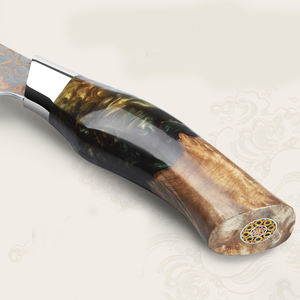 Cuchillo de cocina de cobre damasco hecho a medida con diseño artístico en el mango para cocina gourmet y presentación de alimentos - Product Image 5